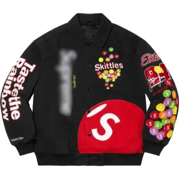 Supremely Skittles Black and Pink Varsity Jacket