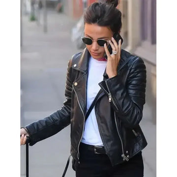 Michelle Keegan Manchester Street Style Biker Jacket