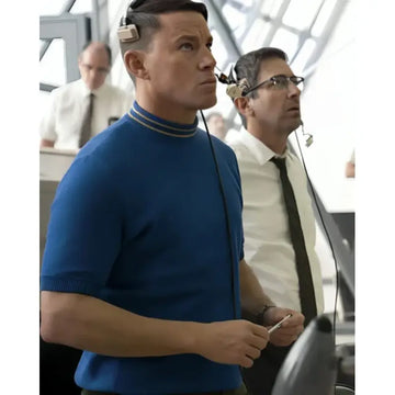 Fly Me to the Moon Channing Tatum Blue Cotton Shirt