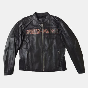Harley Davidson Men Black Biker Leather Jacket