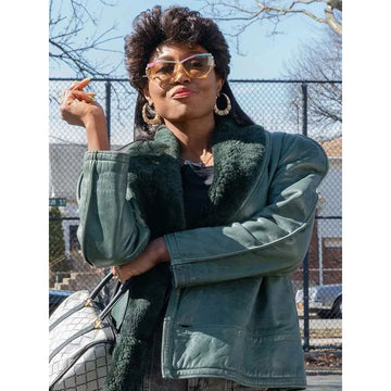 Patina Miller Power Book III season 03 Raq Green Shearling Leather Jacket