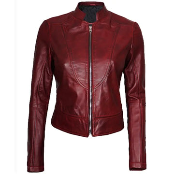 Amy Maroon Leather Jacket