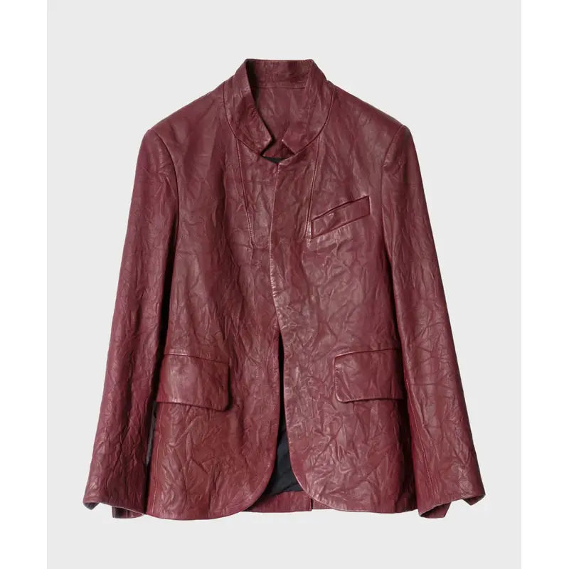 Athena Grant Maroon Leather Maroon Jacket