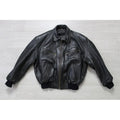 90s American Flag Leather Black Bomber Jacket