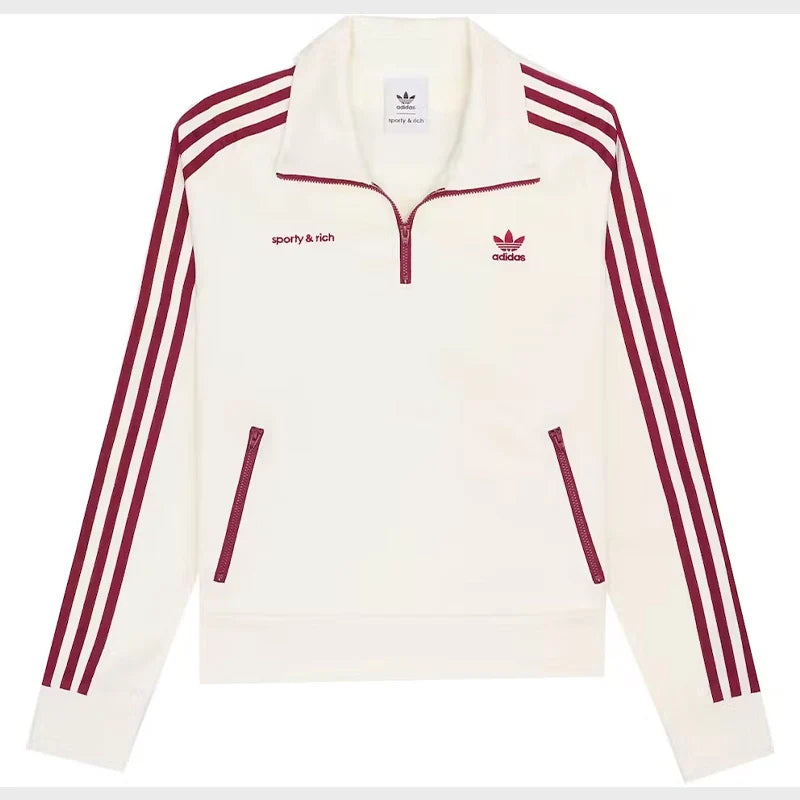 Adidas Quarter Zip White Track Jacket