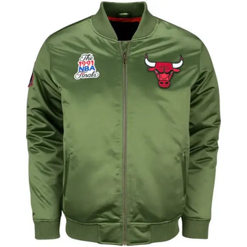 Chicago Bulls Alana Powlowski Green Satin Bomber Jacket