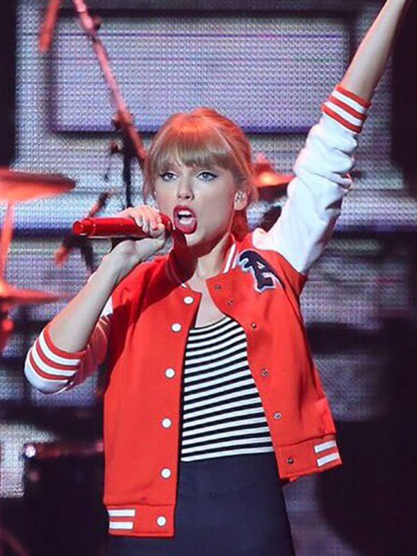 Taylor Swift Red And White Letterman Varsity Jacket