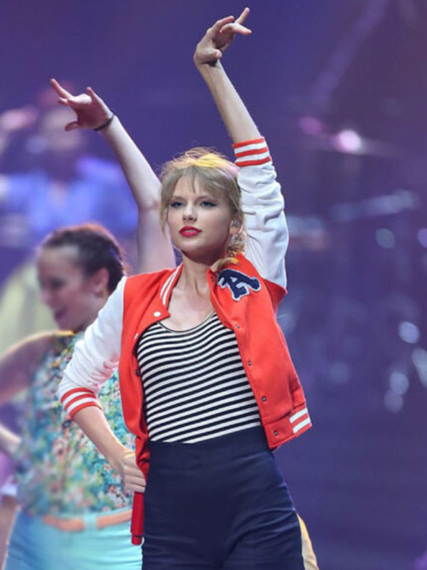 Taylor Swift Red And White Letterman Varsity Jacket