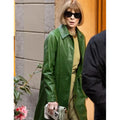 Anna Wintour Green Leather Coat