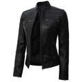 Slim Fit Leather Women's Black Jacket