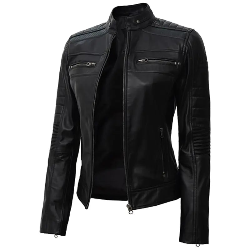 Slim Fit Leather Women's Black Jacket
