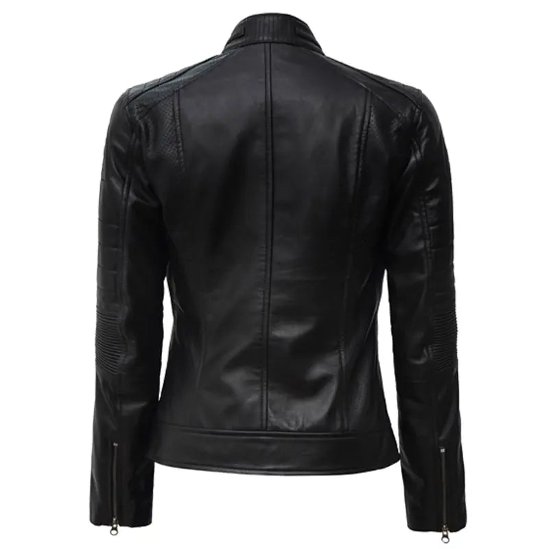 Slim Fit Leather Women's Black Jacket
