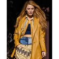 It Ends With Us 2024 Blake Lively Mustard Leather Coat