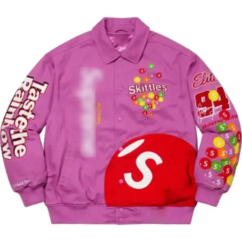 Supremely Skittles Black and Pink Varsity Jacket