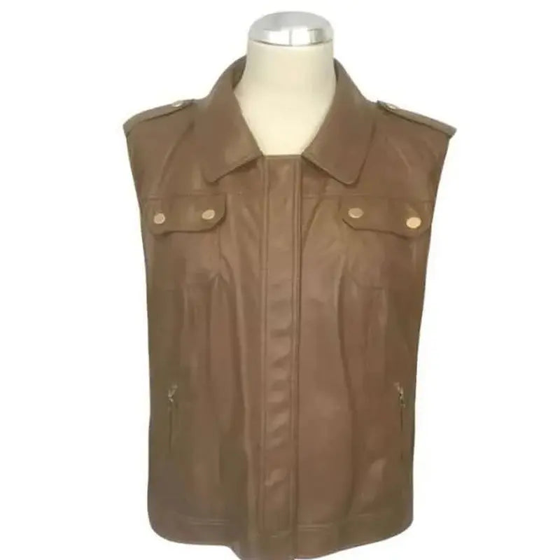 Under The Vines Sarah Peirse Brown Leather Vest