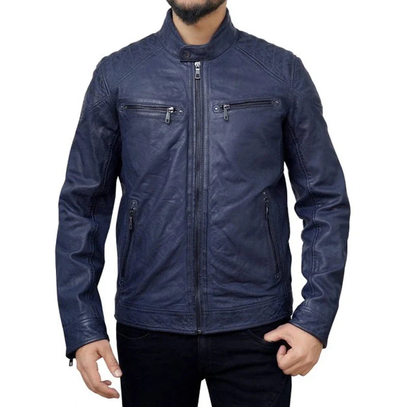 Men's Cafe Racer Style Leather Jacket