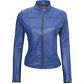 Cafe Racer Blue Womens Leather Jacket