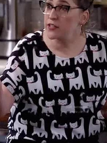 Call Me kat S03 Mayim Bialik Cat Print Top
