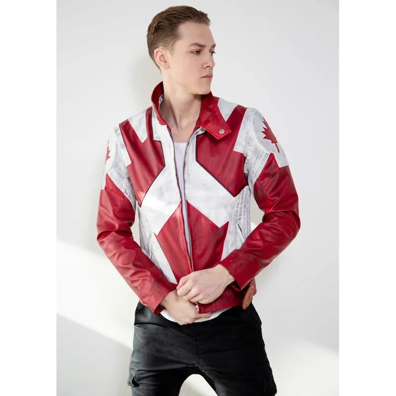 Handmade Canadian Flag Bomber Jacket