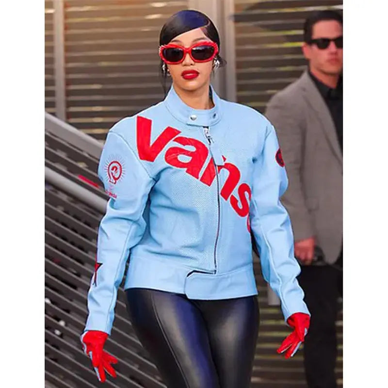 Vanson Cardi B Blue Leather Jacket