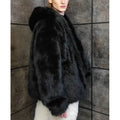 Cassius Faux Mink Fur Removable Sleeves Black Coat
