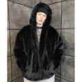 Cassius Faux Mink Fur Removable Sleeves Black Coat