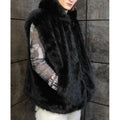 Cassius Faux Mink Fur Removable Sleeves Black Coat