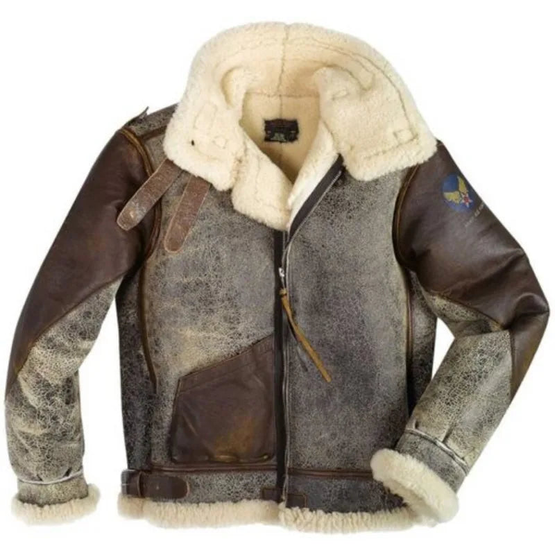 Seth Cockpit Flying SF Bomber Distressed Sheepskin Leather Jacket