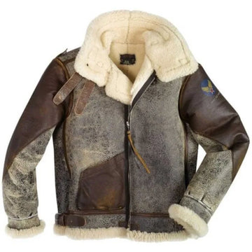 Seth Cockpit Flying SF Bomber Distressed Sheepskin Leather Jacket