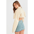 Cropped Boxy Cream Worn Leather Jacket