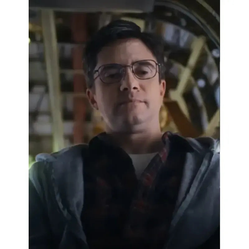 Flight Risk 2024 Topher Grace Grey Hooded Jacket