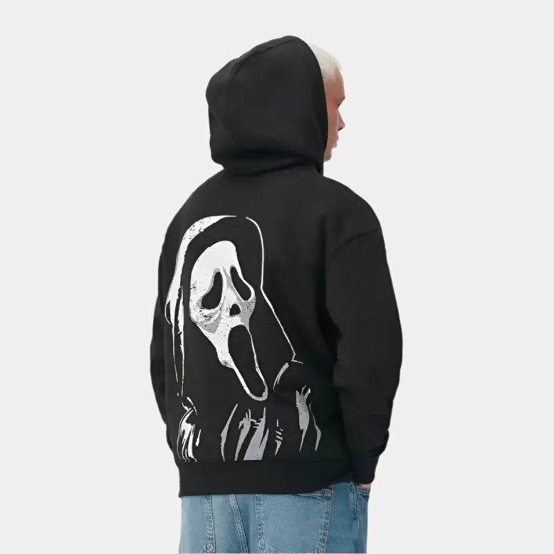Men and Women Halloween Costume Ghostface Black Pullover Hoodie
