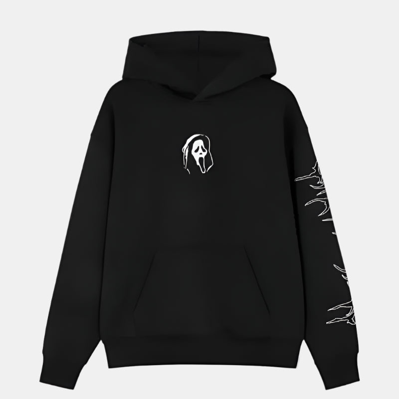 Men and Women Halloween Costume Ghostface Black Pullover Hoodie
