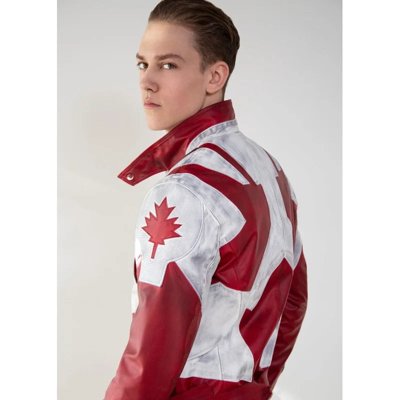 Handmade Canadian Flag Bomber Jacket