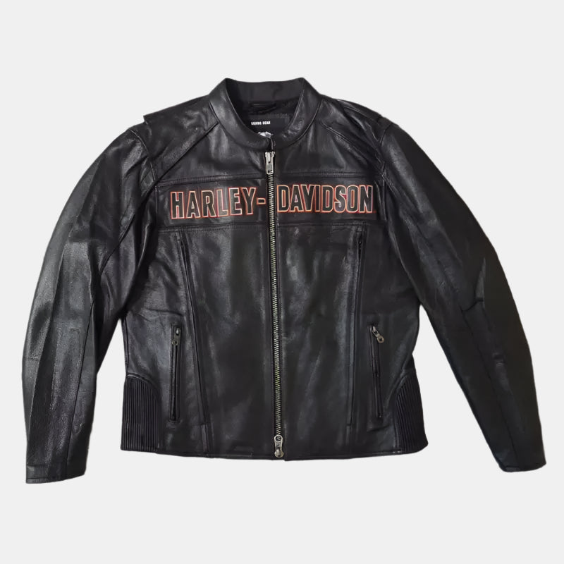 Harley Davidson Men Black Biker Leather Jacket