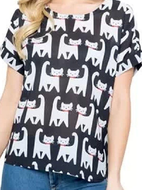 Call Me kat S03 Mayim Bialik Cat Print Top
