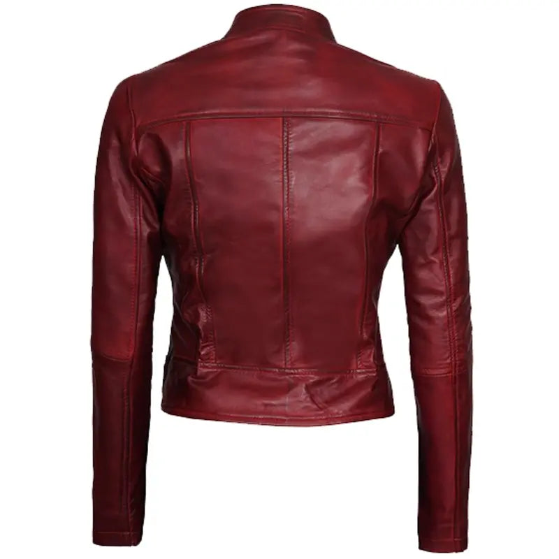 Amy Maroon Leather Jacket