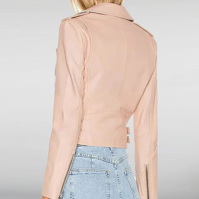 Max Mitchell Pink Biker Leather Jacket
