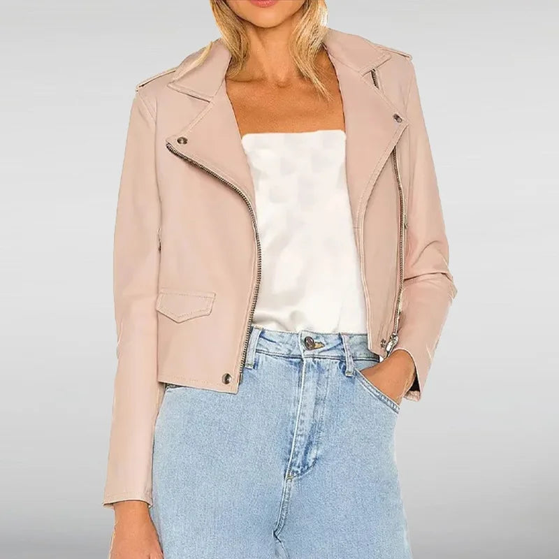 Max Mitchell Pink Biker Leather Jacket