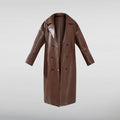 Max Mitchell Brown Long Leather Coat