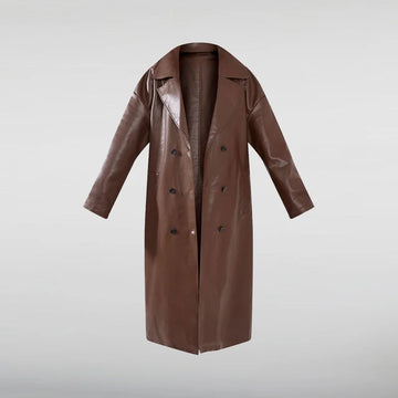 Max Mitchell Brown Long Leather Coat