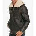  Waxed Hooded Aviator Men's Brown Jacket