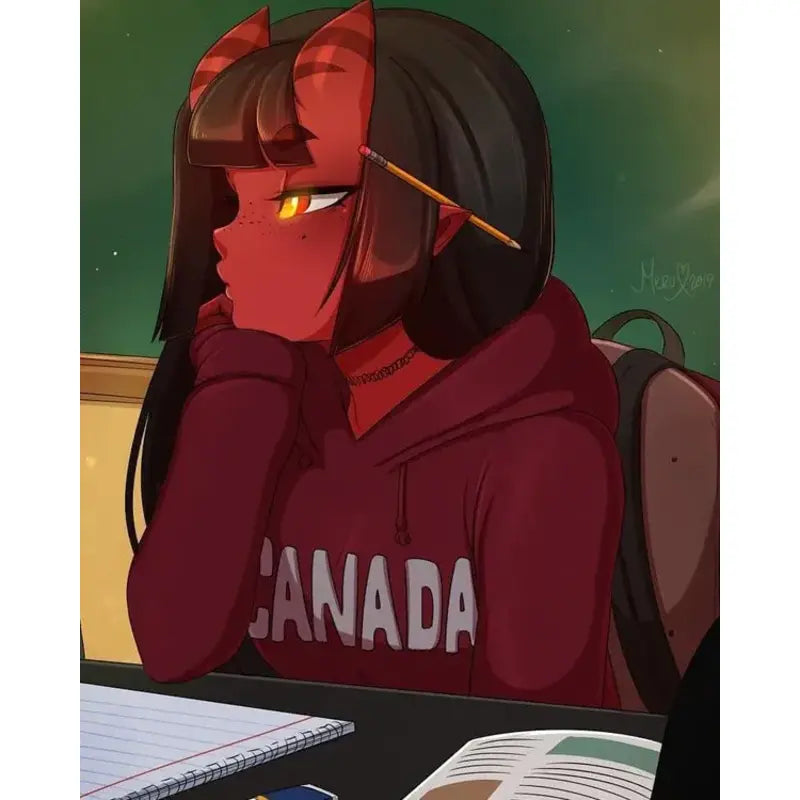 Meru The Succubus Canada Fleece Hoodie