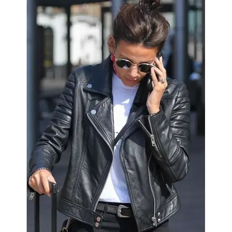 Michelle Keegan Manchester Street Style Biker Jacket