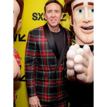 The Unbearable Weight of Massive Talent Nicolas Cage  Plaid Pea Coat