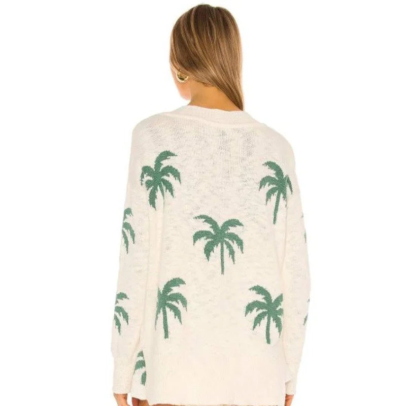 Palm Tree White Sweater