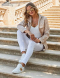 Cream Satin Waisted Utility Jacket