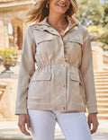 Cream Satin Waisted Utility Jacket