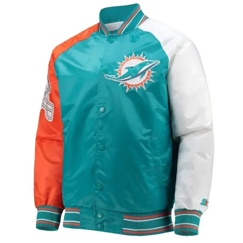 Starter-The-Reliever-Miami-Dolphins-Aqua-Full-Snap-Satin-Jacket