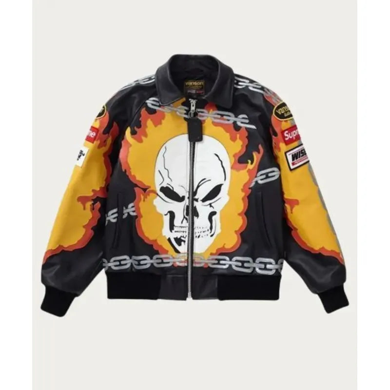 Supremely Ghost Rider Bomber  Leather Jacket